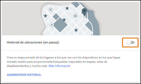 Historial de hubicaciones en Google