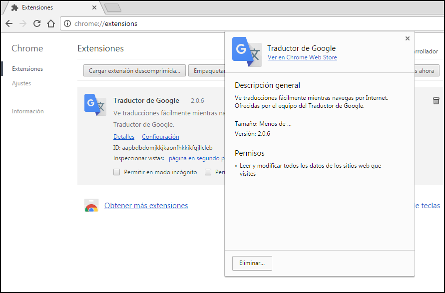 Imagen de extensiones de Google Chrome