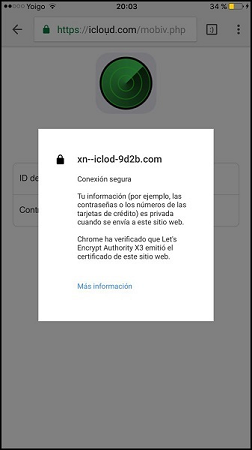 Certificado de seguridad fraudulento.