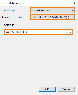 Drive/Partition - US DoD 5220.22-M - USB DISK (G:)