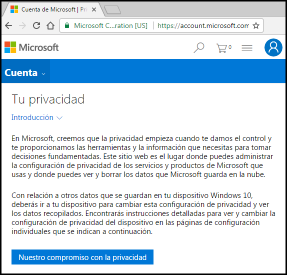 Compromiso de privacidad de Microsoft