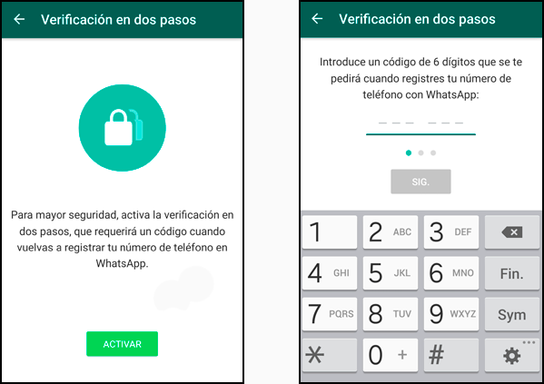 Activar > Código de seis dígitos