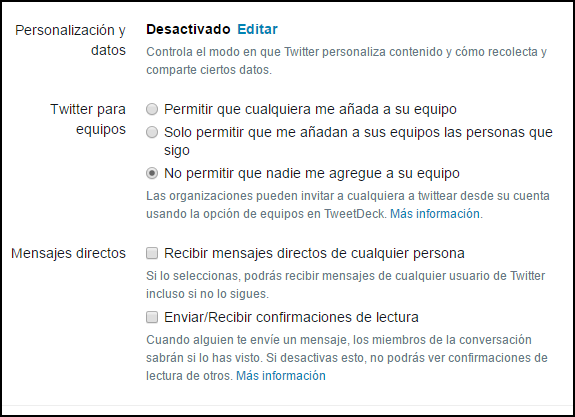 Imagen de configuración de privacidad y datos