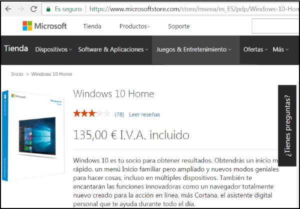 Oferta oficial de Windows