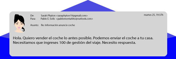 Mensaje ciberdelincuente condiciones pago