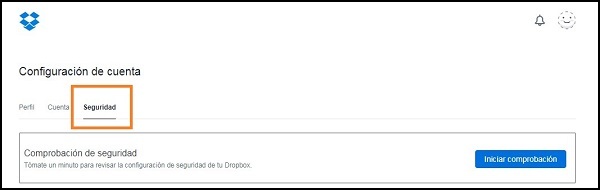 Captura de pantalla sobre comprobación de seguridad de la cuenta.