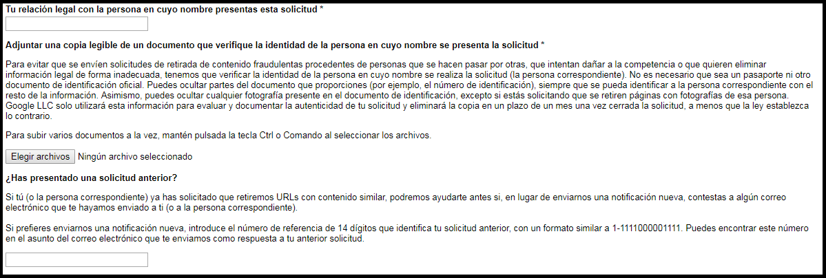 Tu relación legal con la persona en cuyo nombre presentas esta solicitud