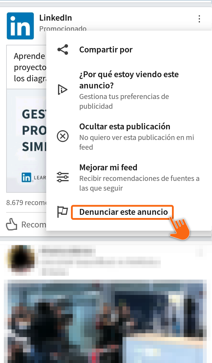 Imagen denuncia publicidad en LinkedIn