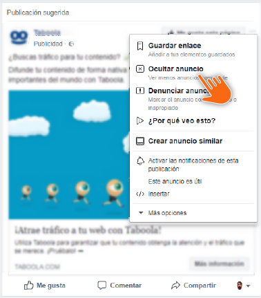 Imagen ocultar publicidad en Facebook