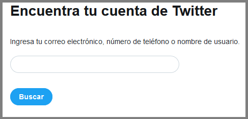 Opción "Encuentra tu cuenta de Twitter"