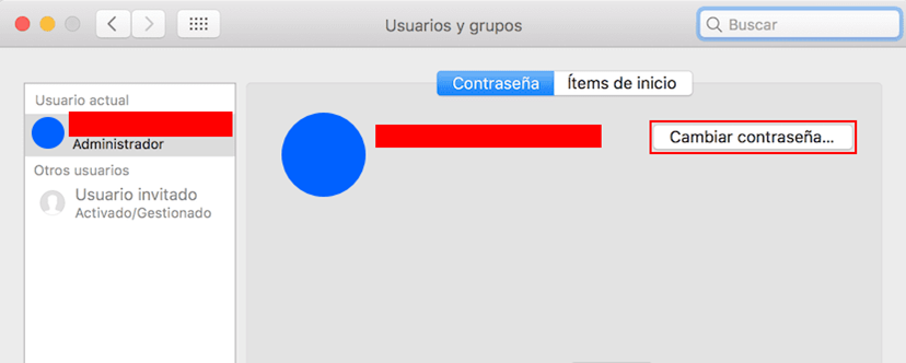 captura de pantalla cambiar contraseña en Mac
