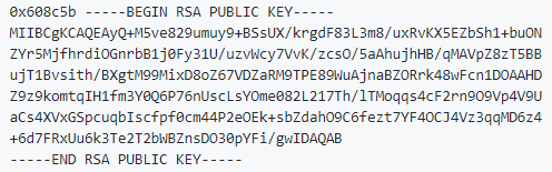 Ekans' embedded RSA public key