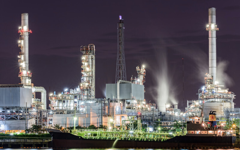 Industrial factory at night