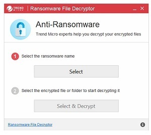 Screen for selecting ransomware family