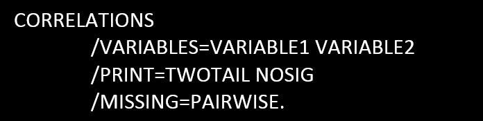 SPSS: command for correlation calculation, which computes the Pearson correlation coefficient