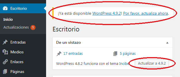 Actualización WordPress