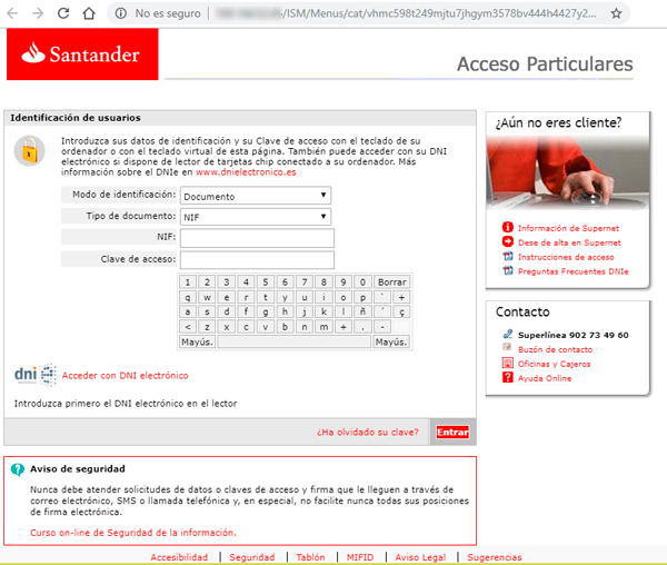 Página web de tipo phishing