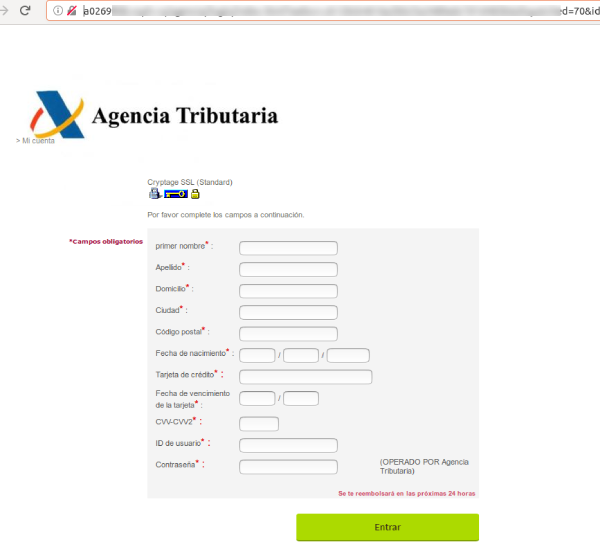 sitio web fraudulento