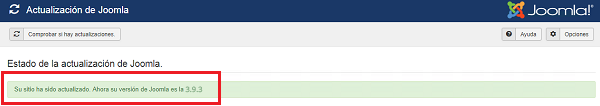 Su sitio ha sido actualizaado. Ahora su versión de Joomla! es la 3.9.3