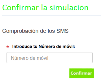 Pantalla solicitando el número de teléfono asociado al cliente