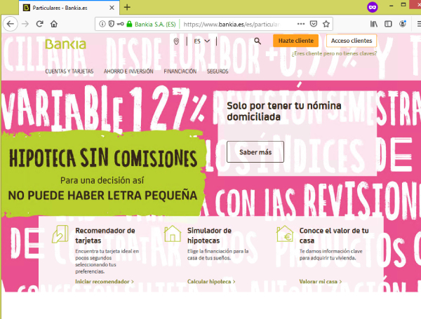 Página web legítima de Bankia