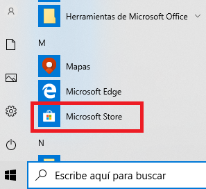 Menú Inicio Windows 10