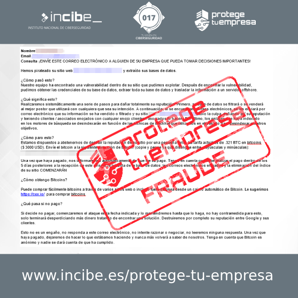 Correo electrónico de extorsión