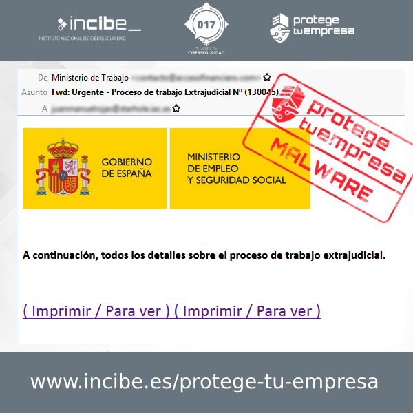 Aviso de seguridad 23/09/2020 - Campaña malware MITES