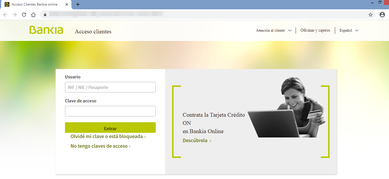 Aviso de seguridad 28/09/2020 - Página web fraudulenta Bankia