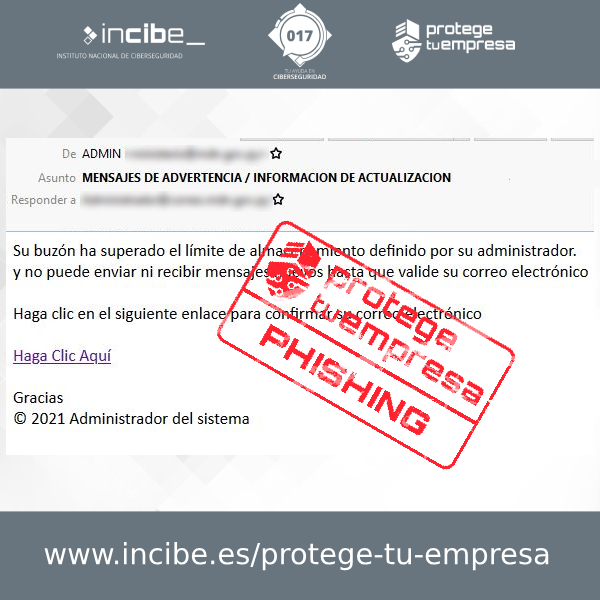 Correo malicioso tipo phishing cuyo objetivo es robar credenciales de acceso