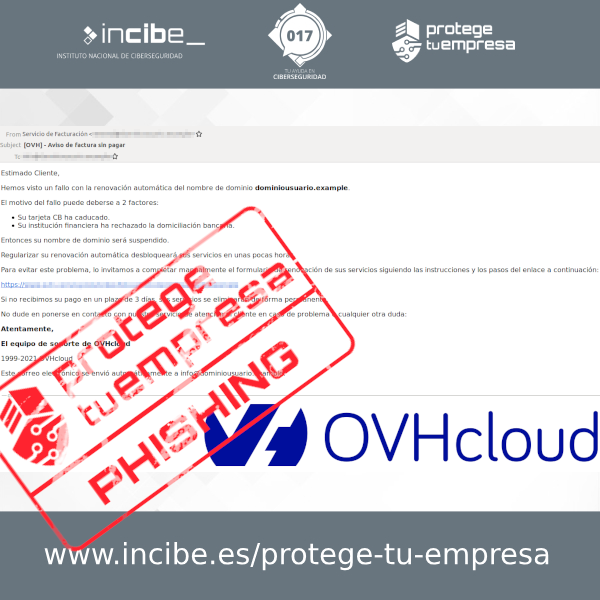 Correo de phishing a OVH