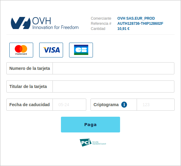OVH plataforma de pago