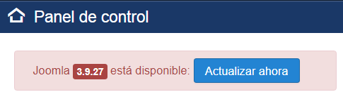 Imagen que muestra la actualización disponible de Joomla! que en este caso es la 3.9.25