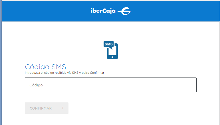 Solicitud de código recibido por SMS