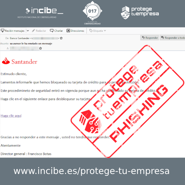 Correo suplantando al banco santander