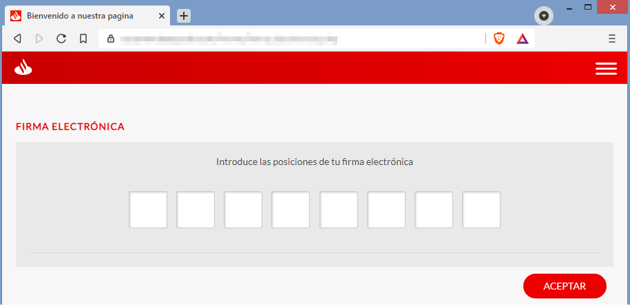 Firma electrónica fraudulenta del banco santander