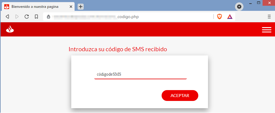 Solicitud de código SMS