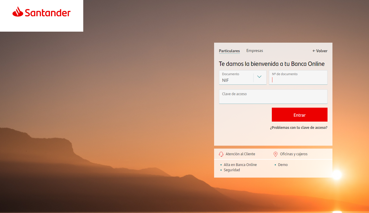 Web maliciosa suplantando a Banco Santander