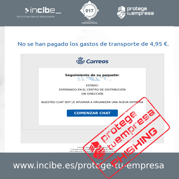 Email fraudulento suplantando a Correos