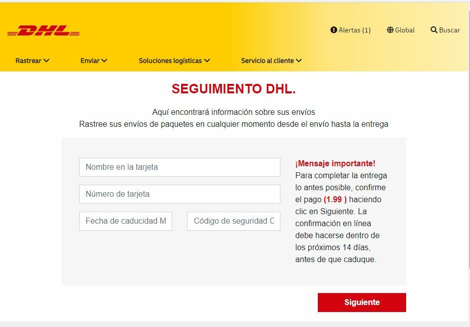 Web spoofing suplantando a DHL