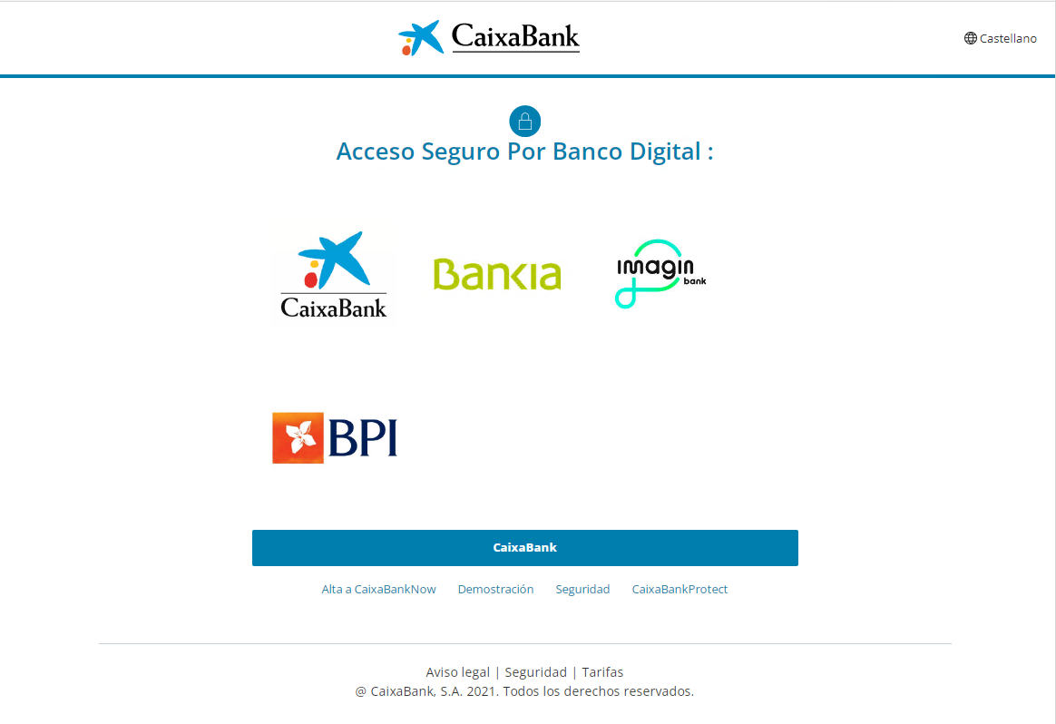 Página que suplanta a CaixaBank