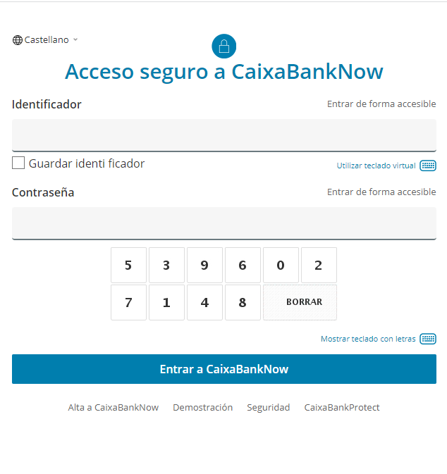 Página web fraudulenta de CaixaBank