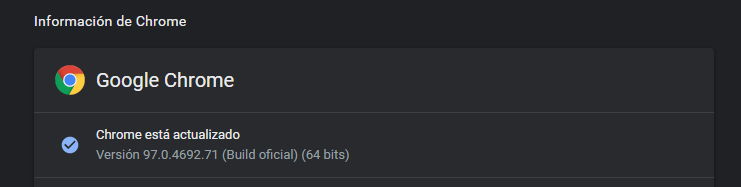 Verificación de actualización de Google Chrome