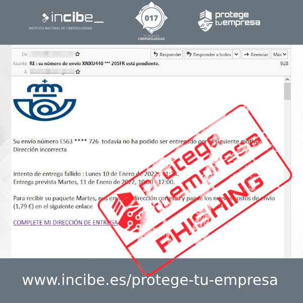 Email fraudulento en nombre de Correos