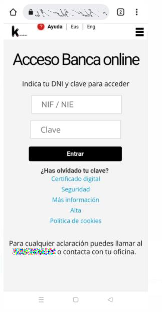 Web suplantando Kutxabank