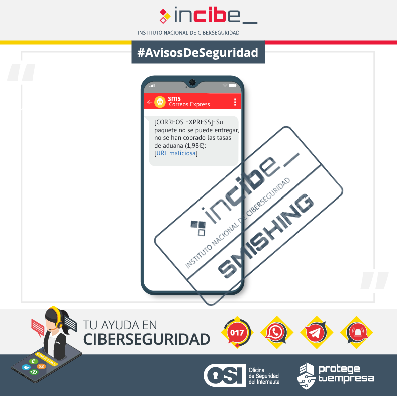 SMS recreado que suplanta a CORREOS EXPRESS