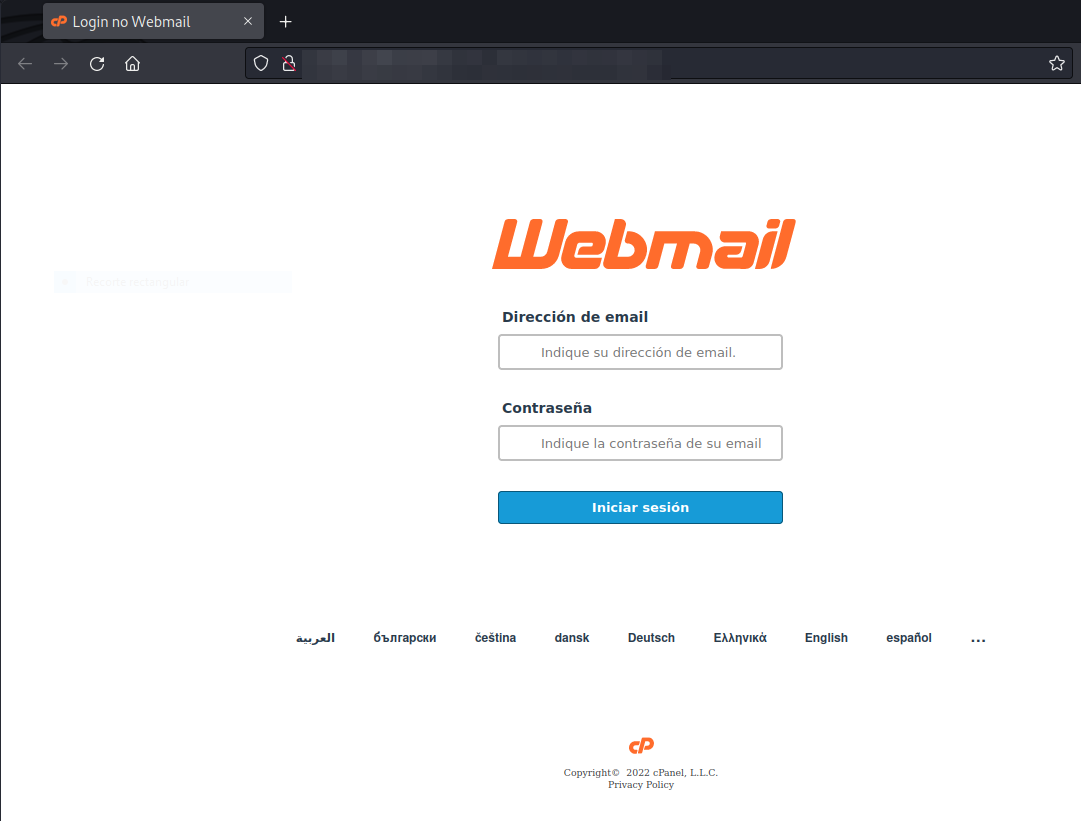 Imagen que suplanta a webmail