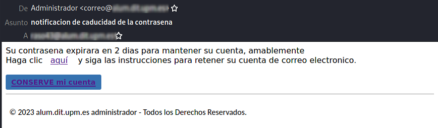 Correo de suplantación del servicio 3