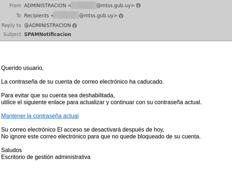 Correo de suplantación del servicio 2