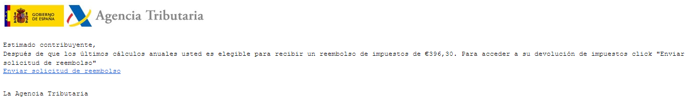 Correo Phishing Agencia Tributaria